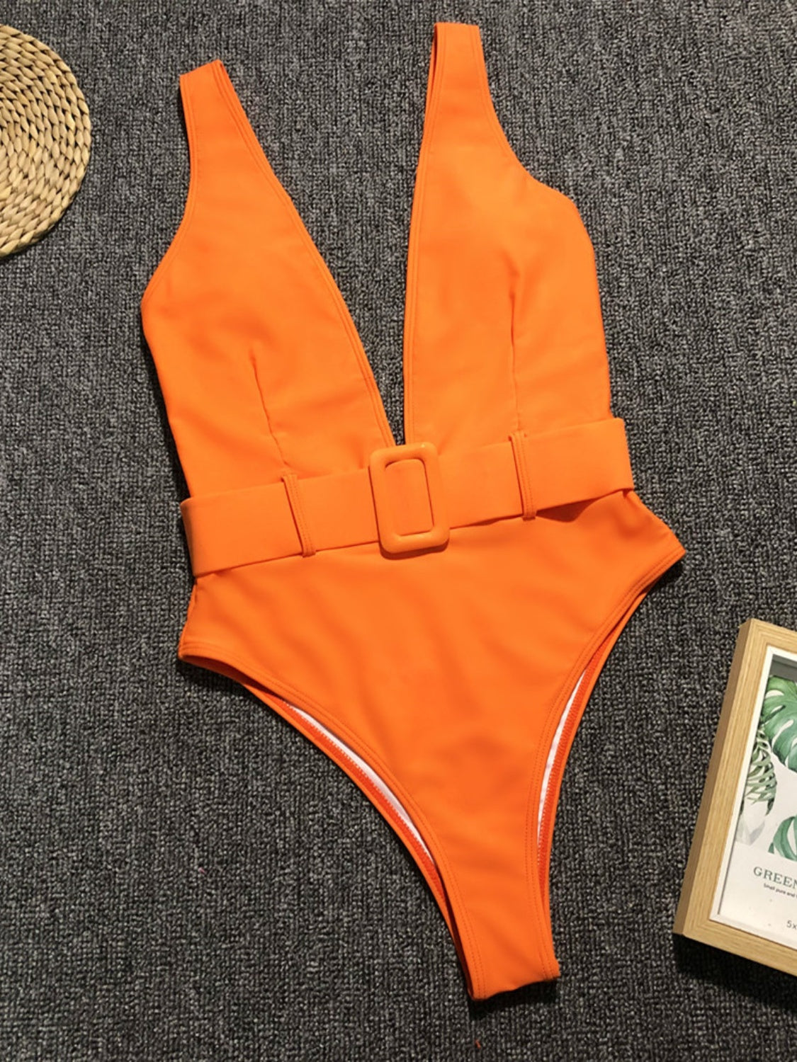 Plunge Wide Strap Sleeveless One-Piece Swimwear