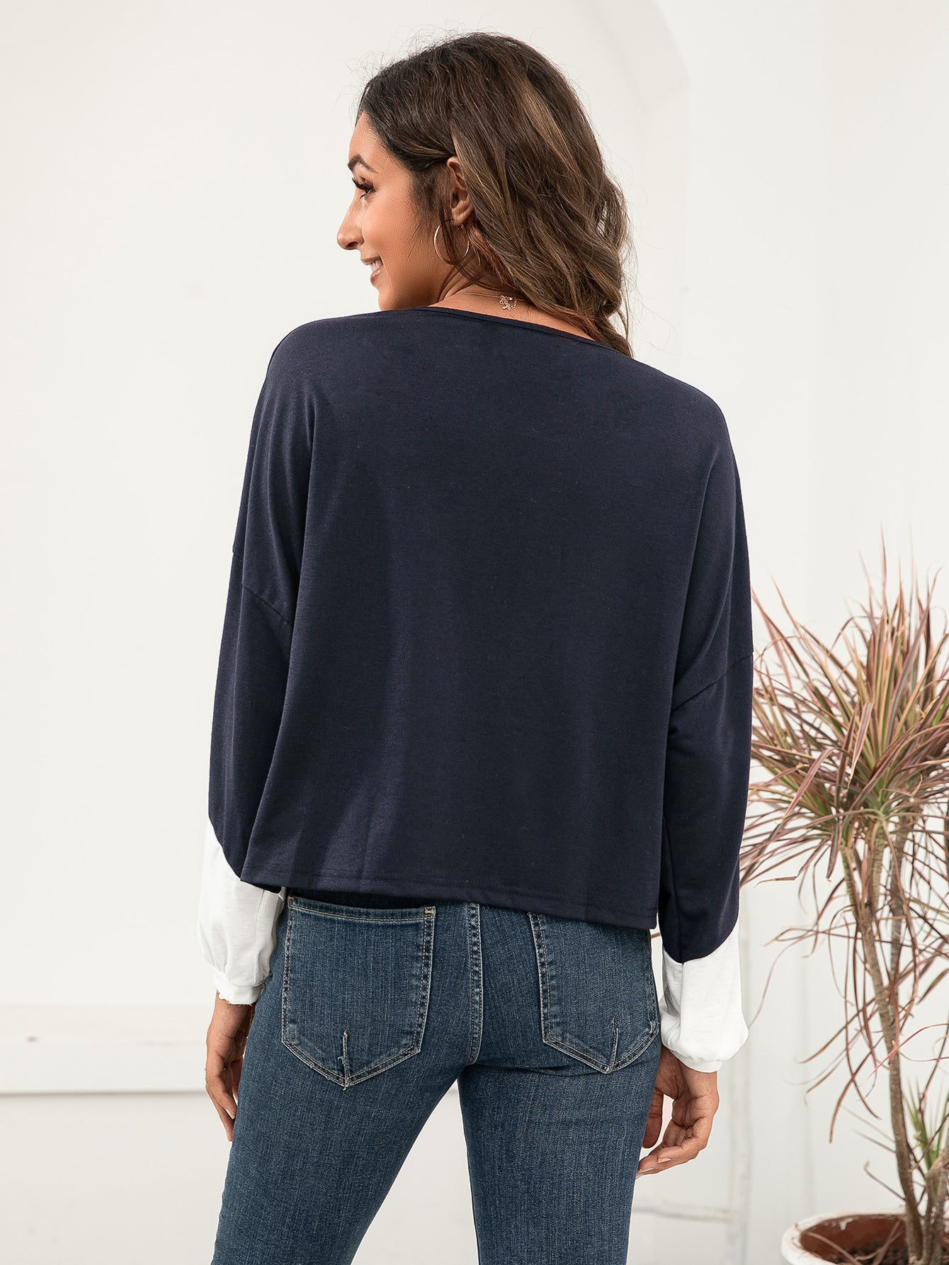 Ivy Lane Three-Tone Color Block Dropped Shoulder Long Sleeve Tee