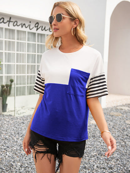 Ivy Lane Striped Color Block Round Neck Tee