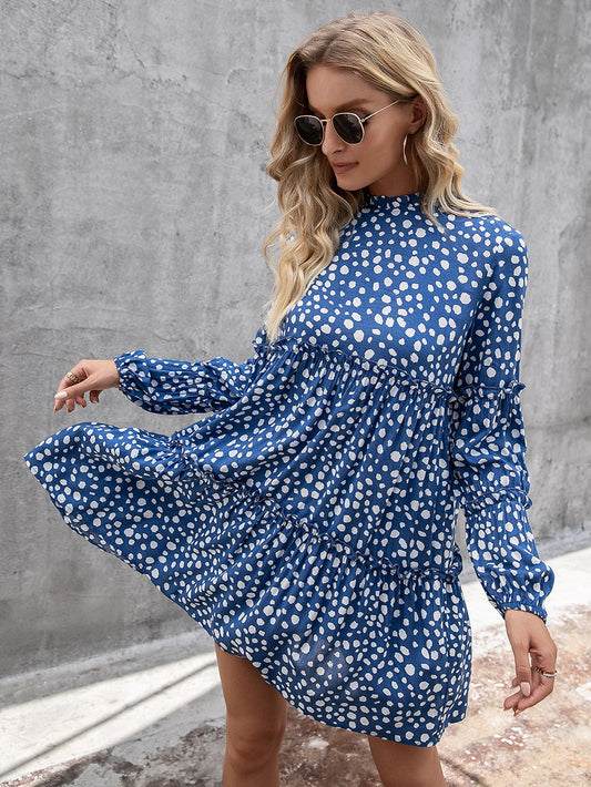 Ivy Lane Printed Long Sleeve Tiered Dress