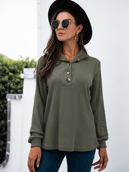 Half Button Long Sleeve T-Shirt