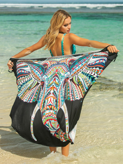 Printed Spaghetti Strap Cover Up