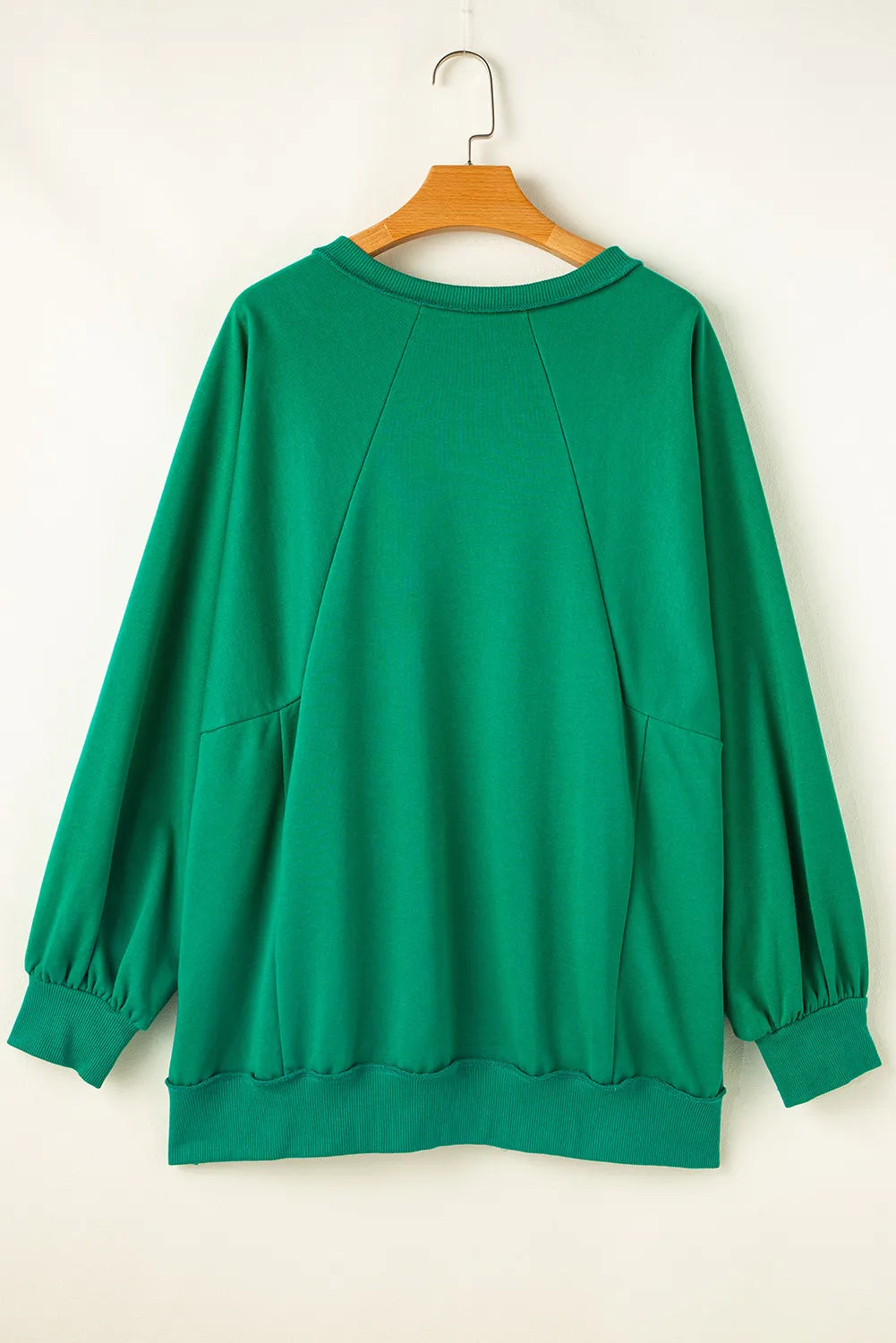 Plus Size Cutout Hem Notched Long Sleeve Sweatshirt