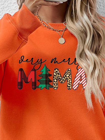 Letter Graphic Round Neck Long Sleeve Sweatshirt