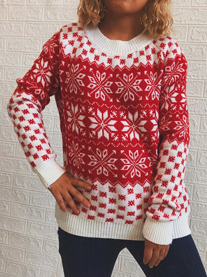 Snowflake Pattern Long Sleeve Sweater