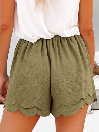 Tied Layered Scalloped Hem Shorts