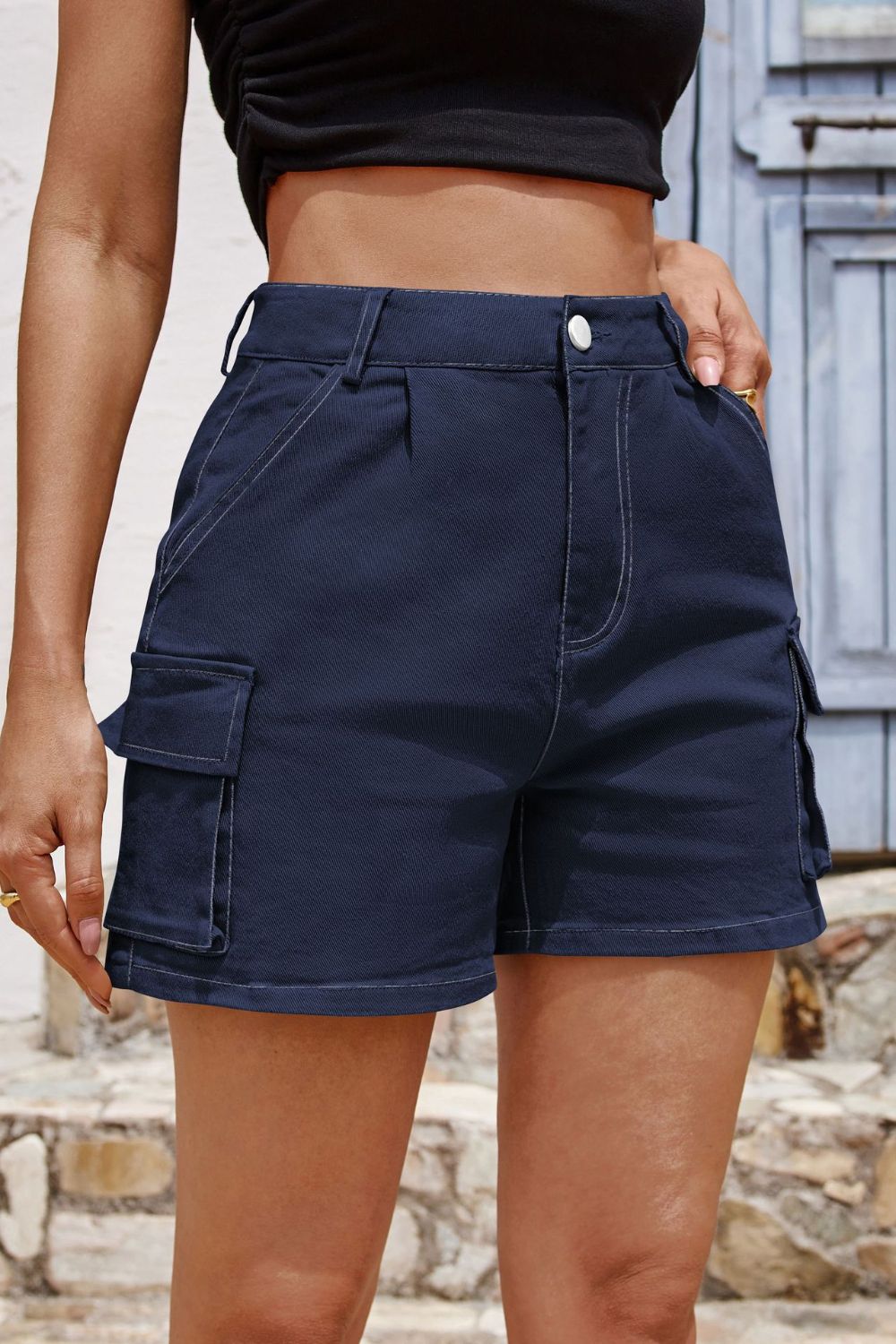 Mandy Pocketed High Waist Shorts