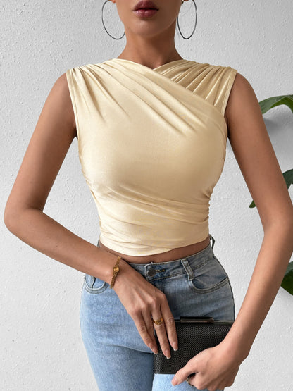 Honey Ruched Surplice Cropped Tank